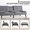 Futon Sofa Bed-Leather Small Futon Couch, Futon Lounge Sofa, Futon Convertible with Cup Holder - 3 of 4