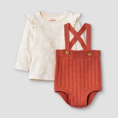 Image of Baby Girls' Sweater Top & Bottom Set - Cat & Jack™ Cream 0-3M