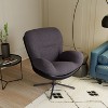 Dark Gray 360° swivel office chair with imitation leather and black metal base, without wheels - 3 of 4