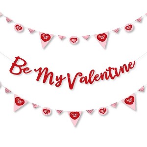 Big Dot of Happiness Conversation Hearts - Valentine's Day Party Letter Banner Decoration - 36 Banner Cutouts and Be My Valentine Banner Letters - 1 of 4