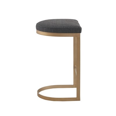 Eugene Swivel Backless Counter Stool in Charcoal and Antique Gold