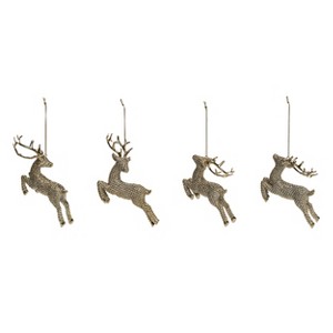 Transpac Resin Shiny Gold Reindeer Ornament Set of 4 Christmas Home Decorations - 1 of 1