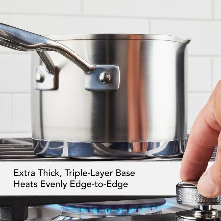 KitchenAid Stainless Steel 3-Ply Base 1.5qt Open Saucepan with Spouts: Dishwasher-Safe, Gas & Electric Compatible, 4 of 8