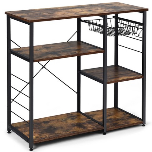 Bestier 3-Tier Kitchen Baker's Rack Microwave Oven Stand with Storage Cabinet Rustic