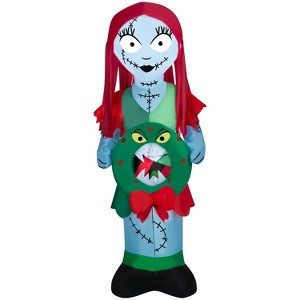 Gemmy Christmas Inflatable Sally in Patchwork Dress with Monster Wreath, 5 ft Tall, Multi - 1 of 4