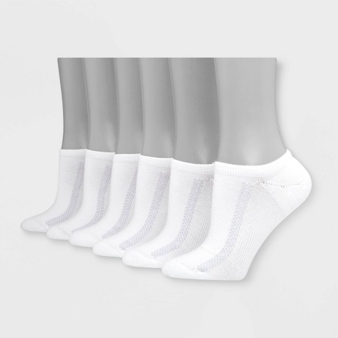 Hanes Premium 6 Pack Women's Heel Toe Cushion Arch Support Super No Show  Socks - White 5-9