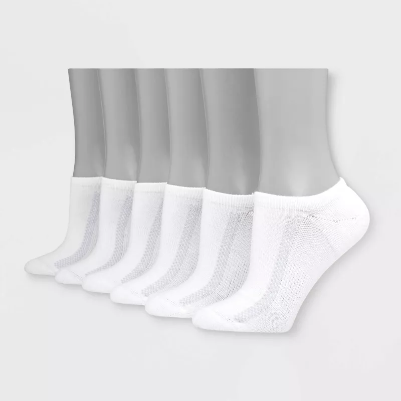 Hanes Premium Women's Cushioned 6pk No Show Socks - Black 5-9