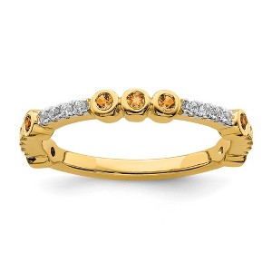 Black Bow Jewelry 2mm 14k Yellow Gold Citrine & .08 Ctw Diamond Stackable Band - 1 of 4