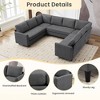Hyleory Middle U Shaped Sofa, Large 8 Seater sofa,Breathable Soft Fabric - 3 of 4