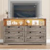 55 Inch Wooden 6 Drawer Dresser for Bedroom with Led Light, and Large Capacity Storage, Wide Storage Dressers Organizer for Closet and Living Room - 4 of 4
