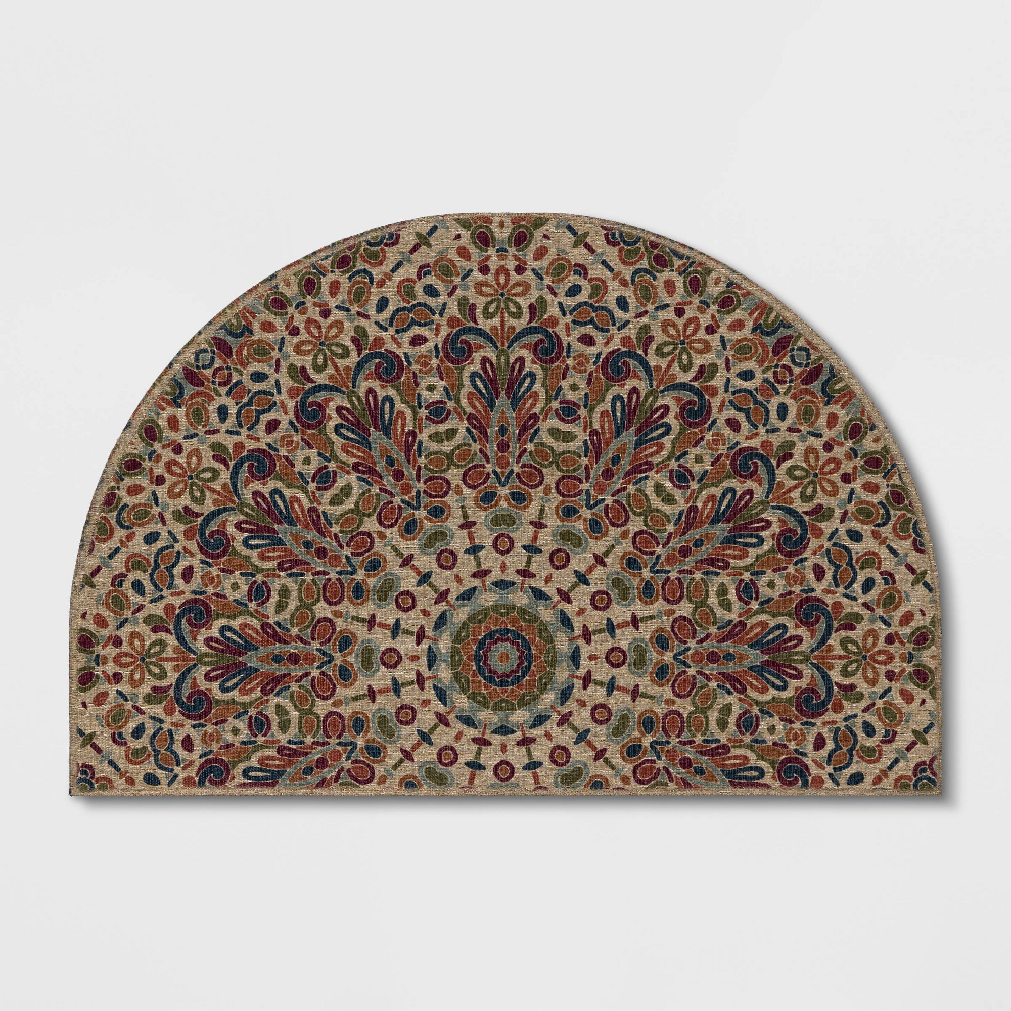 2'x3' Driftwood Medallion Half Round Doormat Beige - Threshold™