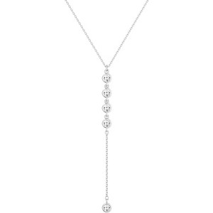 Lariat Y-Necklace for Women, 14K Gold/Silver Plated CZ Beaded Drop Pendant - 1 of 4