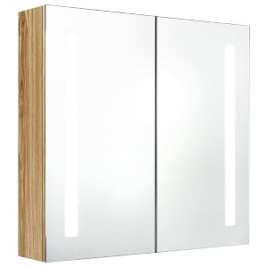 vidaXL Bathroom Cabinet White and Silver Engineered Wood 19.7x5.1x27.6 in - Oak 24.4" x 5.5" x 23.6" - 1 of 4