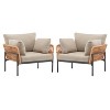 36"W Patio Accent Chair Lounge Chair Arm Chair with Cushions, Pillows and Stylish Rope-Weave Design, Iron, Beige+Grey/Natural-ModernLuxe - 4 of 4