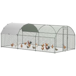 PawHut Large Metal Chicken Coop, Walk-in Chicken Run with Waterproof and Anti-UV Cover for Yard, Duck, Rabbit - 1 of 4