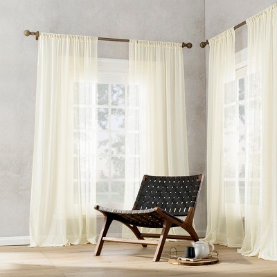 Cream Sheer Cotton Rod Pocket Window Panel 50"x96"