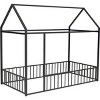 Streamdale Twin Size Metal Bed House Bed Frame with Fence, for Kids, Teens, Girls, Boys, Black - 4 of 4