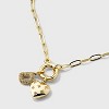 14K Gold Dipped Cubic Zirconia Puffy Heart Charm Initial Necklace - A New Day™ Gold - 4 of 4
