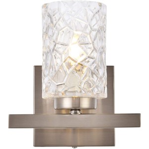 Elegant Lighting Cassie 1 light bath sconce in satin nickel with clear shade - 1 of 4