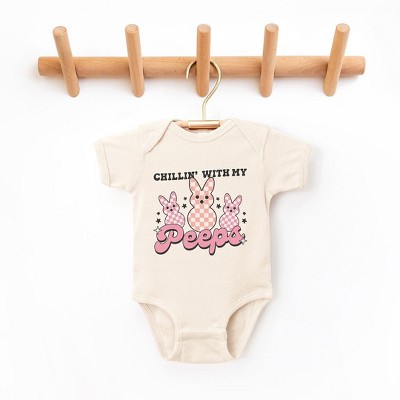 The Juniper Shop Chillin With My Peeps Checkered Baby Bodysuit