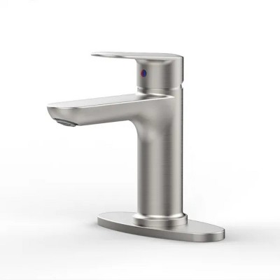 LunaLulink Brushed Nickel Single Handle Bathroom Faucet with Deck For 1 or 3 Holes,Laundry Vanity Sink Faucet with Two 9/16" Hoses