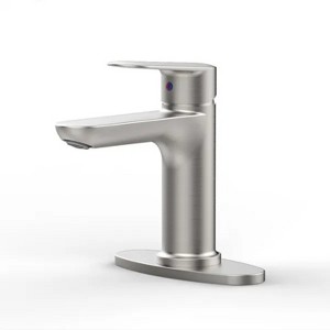 LunaLulink Brushed Nickel Single Handle Bathroom Faucet with Deck For 1 or 3 Holes,Laundry Vanity Sink Faucet with Two 9/16" Hoses - 1 of 4