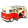 KiNSMART 1962 Volkswagen Classic Hippy Bus 7" 1:24Scale Red Die Cast Metal Model Toy Pull Back Action Car - 2 of 3