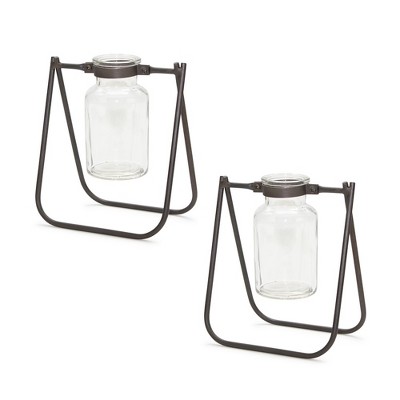 Melrose Hanging Glass Jar Vase (Set of 2)