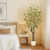 Artificial Eucalyptus Tree, Fake Artificial Plant with White Planter，Large Faux Floor Plant Fake Trees with Lights Artificial Trees for Home Decor - 4 of 4