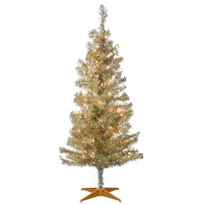 4' Tinsel Tree Clear Lights - National Tree Company