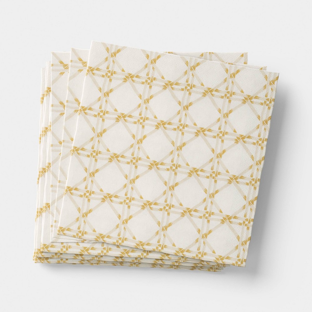 20pk Paper Cocktail Napkins Khaki Lattice - Threshold™