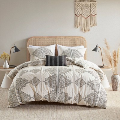 Ibiza Beige and Ivory Boho Chic King Duvet Cover Set