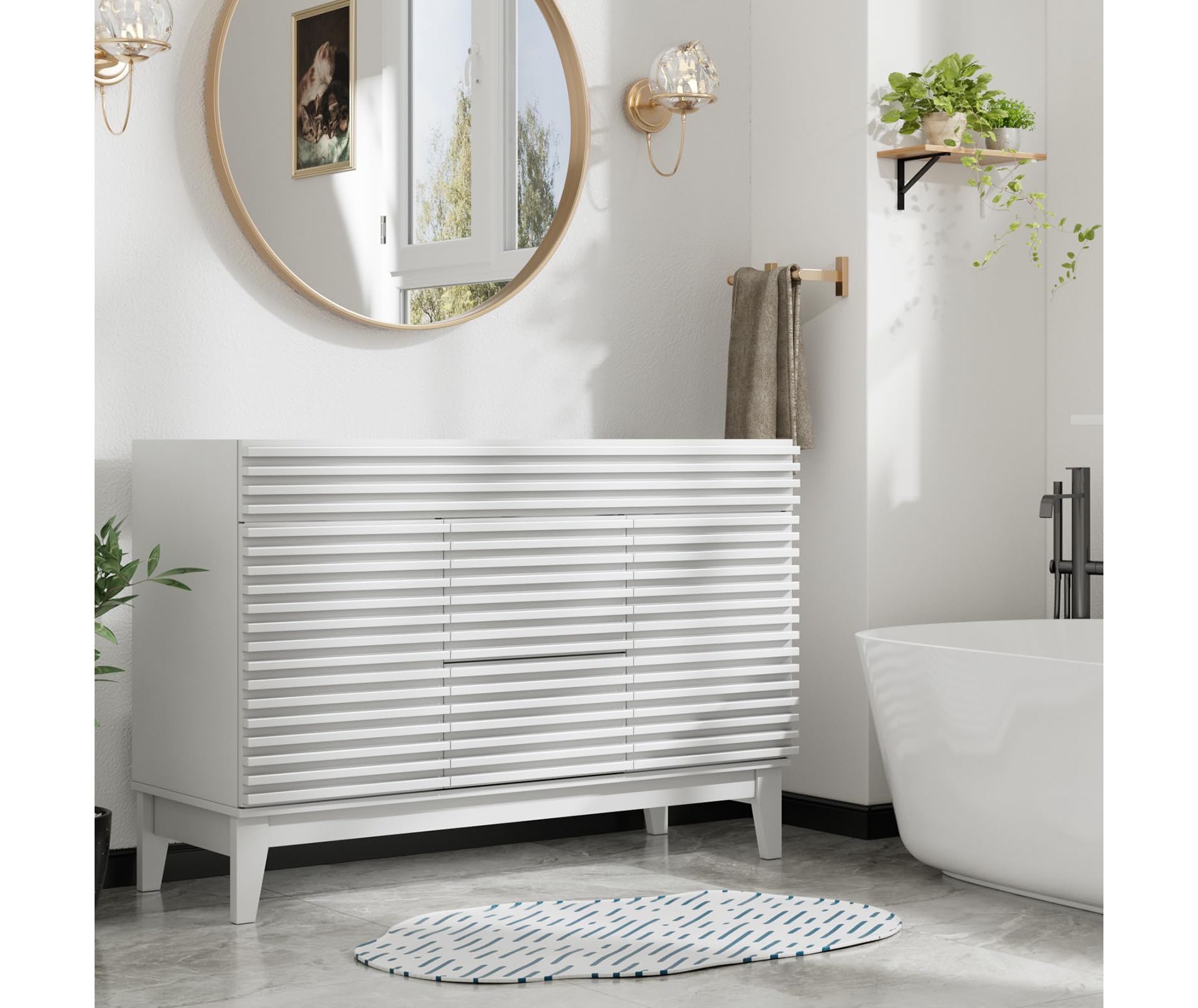 48.0 in. Freestanding Bath Vanity Cabinet without Top in Polar White Assembly required