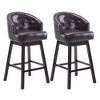 33.25" Faux Leather Armless Swivel Counter Stool (Set of 2) with Button-Tufted Backrest and Adjustable Feet for Home Bar - 2 of 4
