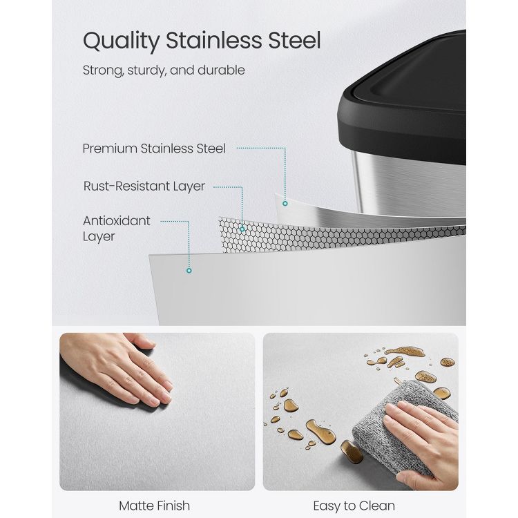 21-Gallon Stainless Steel Trash Can - Large Kitchen Garbage Bin with Stay-Open Lid, Odor Control & Foot Pedal, Space-Saving, Silver and Black, 4 of 6