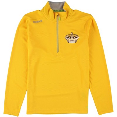 Reebok Mens LA Kings 1/4 Zip Graphic T-Shirt, Yellow, Small