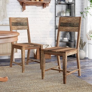 2pk Hoverton Open Back Mango Wood Dining Chairs Warm Natural Tone - Furniture Of America: Rustic Side Chair - 1 of 4