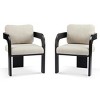 Upholstered Dining Chairs Set of 2 with Removable Pillow Back,Curved Arms and Solid Wood Frame for Dining Room Kitchen-Baofuwish - 3 of 4