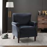Enzo Comfy Traditional Vegan Leather Armchair with Rolled Arms | KARAT HOME