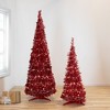 Northlight 4' Pre-Lit Red Pop-Up Tinsel Christmas Tree, Clear Lights - 2 of 4