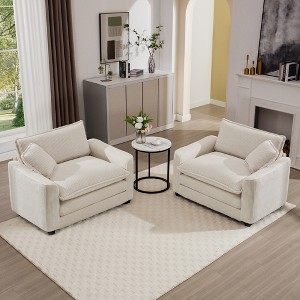 Corduroy Armrest Sofa Set with Two Single Sofa, Ideal for Bedroom and Office - 1 of 4