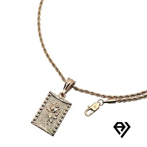 Aria Jeweler 2mm Rope Chain With Square Rose Pendent - 1 of 4