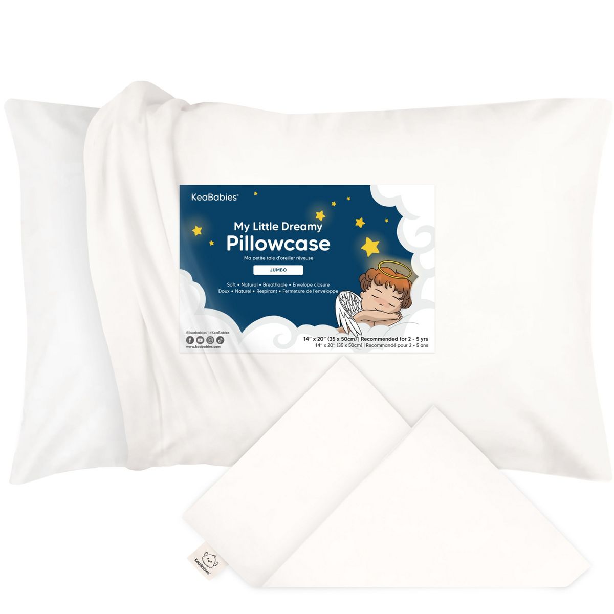 KeaBabies Toddler Pillowcase for 14X20 Pillow, Organic Toddler Pillow Case, Travel Pillow Case Cover