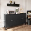 Accent Cabinet 4 Door Wooden Cabinet Sideboard Buffet Storage Cabinet, for Living Room, Entryway, Matte Black - 2 of 4