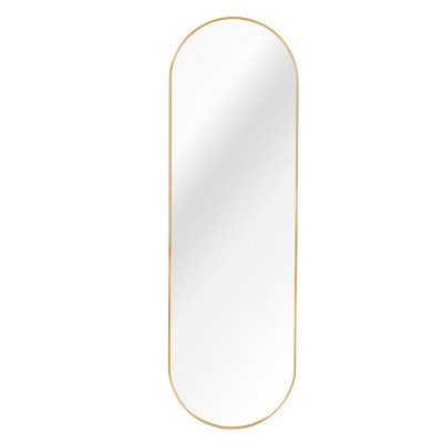 GlasFlength Full Length Mirrors Simple Oval Mirror Vanity Mirror Accent Mirror Metal Frame Mirror for Living Room, Gold, 20"*1.1"*63"
