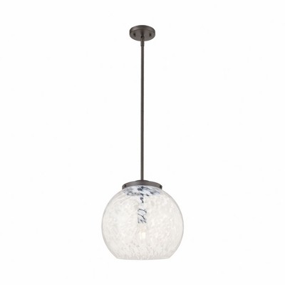 White Mouchette - 1 Light Stem Hung Pendant In Modern Style-17 Inches Tall and 13.75 Inches Wide