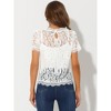 Allegra K Women's Lace Floral Scalloped Trim Short Sleeve Semi Sheer Top - 4 of 4