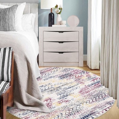 Area Rug Washable Geometric Rugs for Living Room Non-Slip Stain Resistant Floor Carpet Farmhouse Foldable Indoor Rugs
