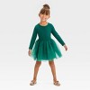 Toddler Girls' Long Sleeve Knit Tulle Dress - Cat & Jack™ Green - 3 of 3
