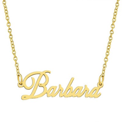 KISPER 18K Gold Plated Stainless Steel Personalized Name Pendant Necklace